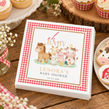 Red Gingham Farm Animal Baby Shower