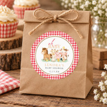Red Gingham Farm Animal Baby Shower
