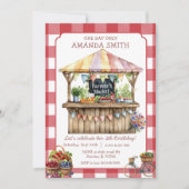 Red Gingham Farmer's Market Locally Grown Birthday 招待状 (正面)