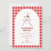 Red Gingham Galentine’s Brunch Cherry Cocktail  招待状 (正面)