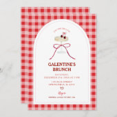 Red Gingham Galentine’s Brunch Cherry Cocktail  招待状 (正面/裏面)