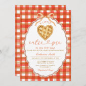 Red Gingham Heart Cutie Pie Baby Shower 招待状 (正面/裏面)