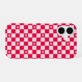 Red Gingham Heart Phone Case iPhone 16ケース (裏面横)