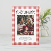Red Gingham Holiday Family Photo Card シーズンカード (スタンド正面)