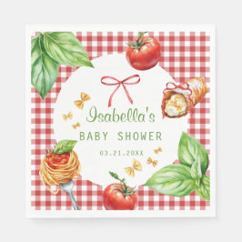 Red Gingham Holy Cannoli Baby Shower Paper Napkin スタンダードランチョンナプキン
