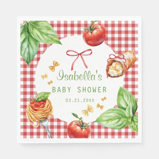 Red Gingham Holy Cannoli Baby Shower Paper Napkin スタンダードランチョンナプキン (正面)