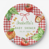 Red Gingham Italy Holi Cannoli Baby Shower ペーパープレート (正面)