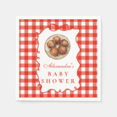 Red Gingham Meatball Baby Shower スタンダードカクテルナプキン (正面)