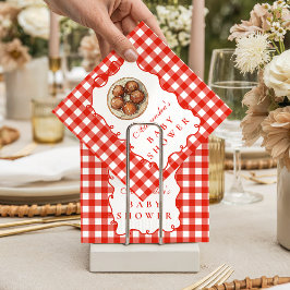 Red Gingham Meatball Baby Shower スタンダードカクテルナプキン