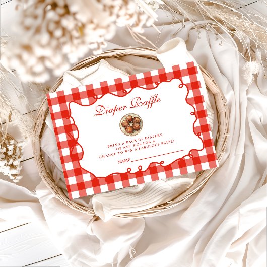 Red Gingham Meatball Diapper Raffle エンクロージャーカード