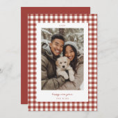Red Gingham New Year Photo シーズンカード (正面/裏面)