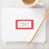 Red Gingham Plaid Merry Christmas Mail  ラベル (インサイチュ)