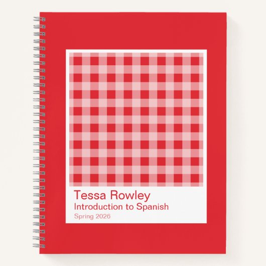 Red Gingham Plaid Notebook ノートブック (正面)