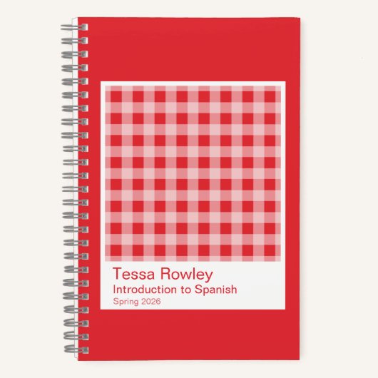 Red Gingham Plaid Notebook ノートブック (正面)