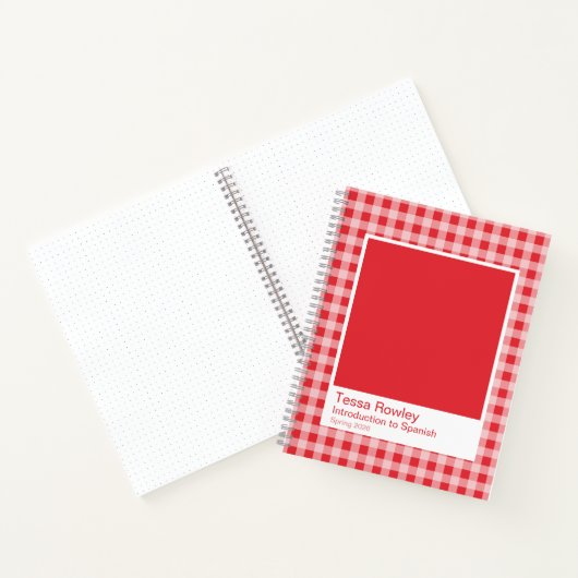 Red Gingham Plaid Spiral Notebook ノートブック (内部)
