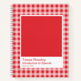 Red Gingham Plaid Spiral Notebook ノートブック