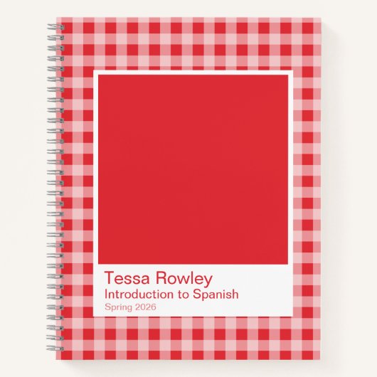 Red Gingham Plaid Spiral Notebook ノートブック (正面)