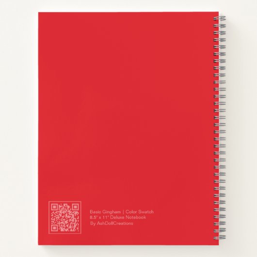 Red Gingham Plaid Spiral Notebook ノートブック (裏面)