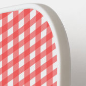 Red Gingham Plaid with White Elephant and Name ピックルボールラケット (左詳細)