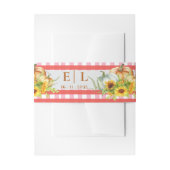 Red Gingham Pumpkins Sunflowers Fall Wedding 招待状ベリーバンド (正面例)