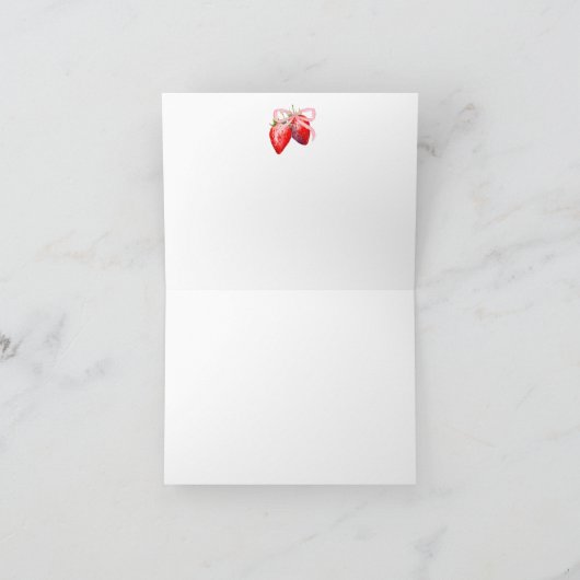 Red Gingham Strawberries Baby Shower サンキューカード (内部)