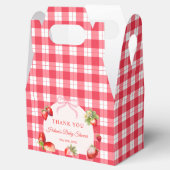 Red Gingham Strawberries Baby Shower Thank you フェイバーボックス (オープン)