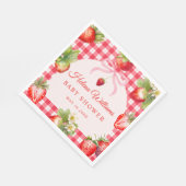Red Gingham Strawberry Baby Shower Paper Napkin スタンダードランチョンナプキン (角)
