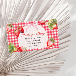 Red Gingham Strawberry Books for Baby Shower エンクロージャーカード