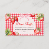 Red Gingham Strawberry Diaper Raffle Baby Shower エンクロージャーカード (正面)