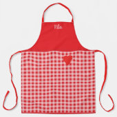 Red Gingham trimmed in Red Country Style  エプロン (正面)