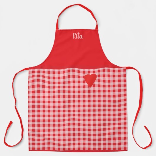 Red Gingham trimmed in Red Country Style  エプロン (正面)