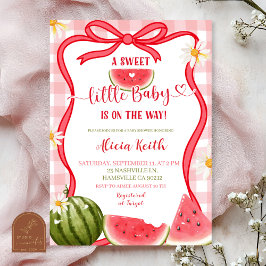 Red Gingham Watermelon Bow Summer Baby Shower Invi 招待状