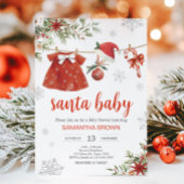 Red Girl Santa Christmas Baby Shower  招待状