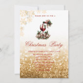 Red Glass Bottle Glittery Company Christmas 招待状 (正面)