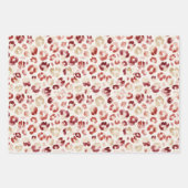 Red Glitter Cream Leopard Animal Print Birthday ラッピングペーパーシート (正面3)