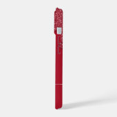 Red Glitter Drip カスタムテキストまたは名前 iPhone 15 15ケース (左側面)