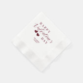 Red Glitter Happy Valentine's Day Hearts 縁ありカクテルナプキン (角)