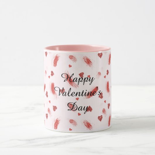 Red Glitter Hearts Streaks Valentine's Day マグカップ (中央)