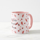 Red Glitter Hearts Streaks Valentine's Day マグカップ (正面右)