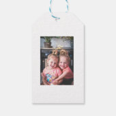 Red glitter kids family photo happy holidays name ギフトタグ (裏面)