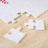 Red glitter kids family photo happy holidays name ジグソーパズル (側面)