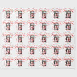 Red glitter kids family photo happy holidays name ラッピングペーパー