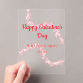 Red glitter lines happy Valentine's day spiral nam アクリル招待状 (インサイチュ (ポータブル))