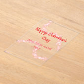 Red glitter lines happy Valentine's day spiral nam アクリル招待状 (レイダウン)