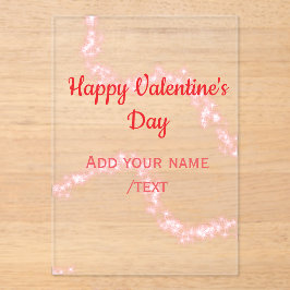 Red glitter lines happy Valentine's day spiral nam アクリル招待状