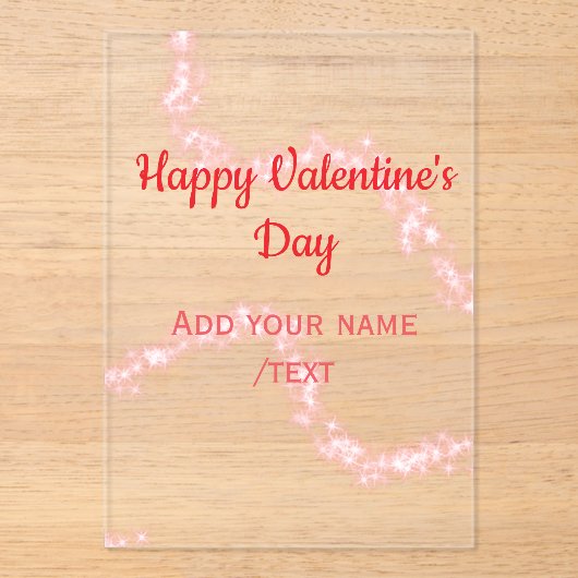 Red glitter lines happy Valentine's day spiral nam アクリル招待状 (正面)