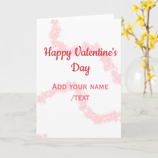 Red glitter lines happy Valentine's day spiral nam カード (黄色い花)