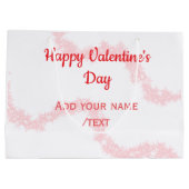 Red glitter lines happy Valentine's day spiral nam ラージペーパーバッグ (裏面)