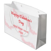 Red glitter lines happy Valentine's day spiral nam ラージペーパーバッグ (裏面アングル)