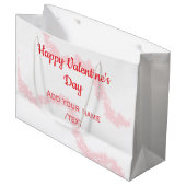 Red glitter lines happy Valentine's day spiral nam ラージペーパーバッグ (正面アングル)